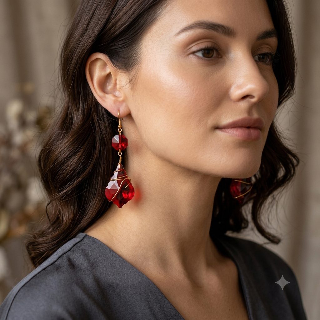 Glass Pendant Earrings (Pair)