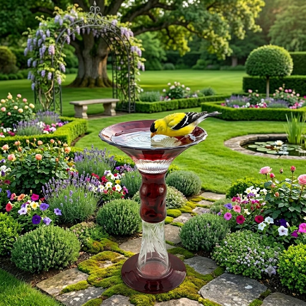 Red Birdbath