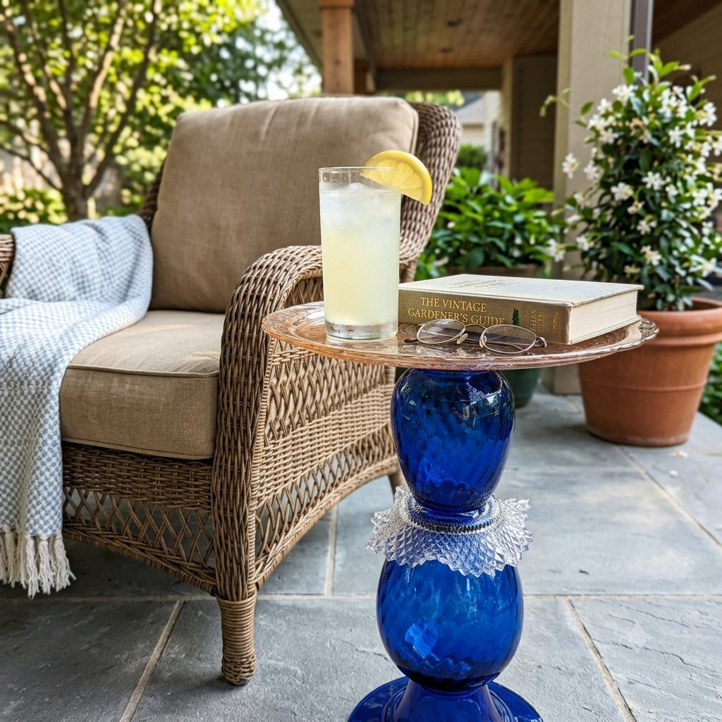Cobalt Birdbath/Feeder/Side Table