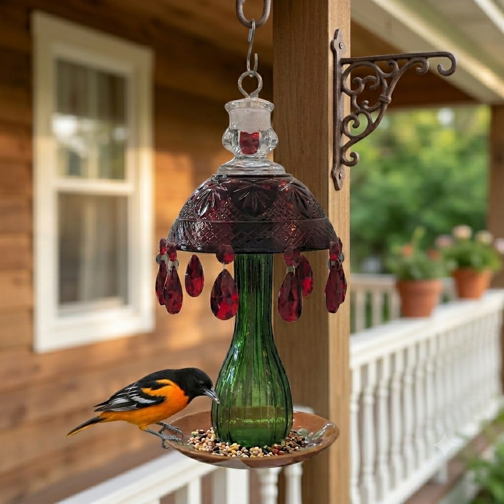 Red Pendant Bird Feeder