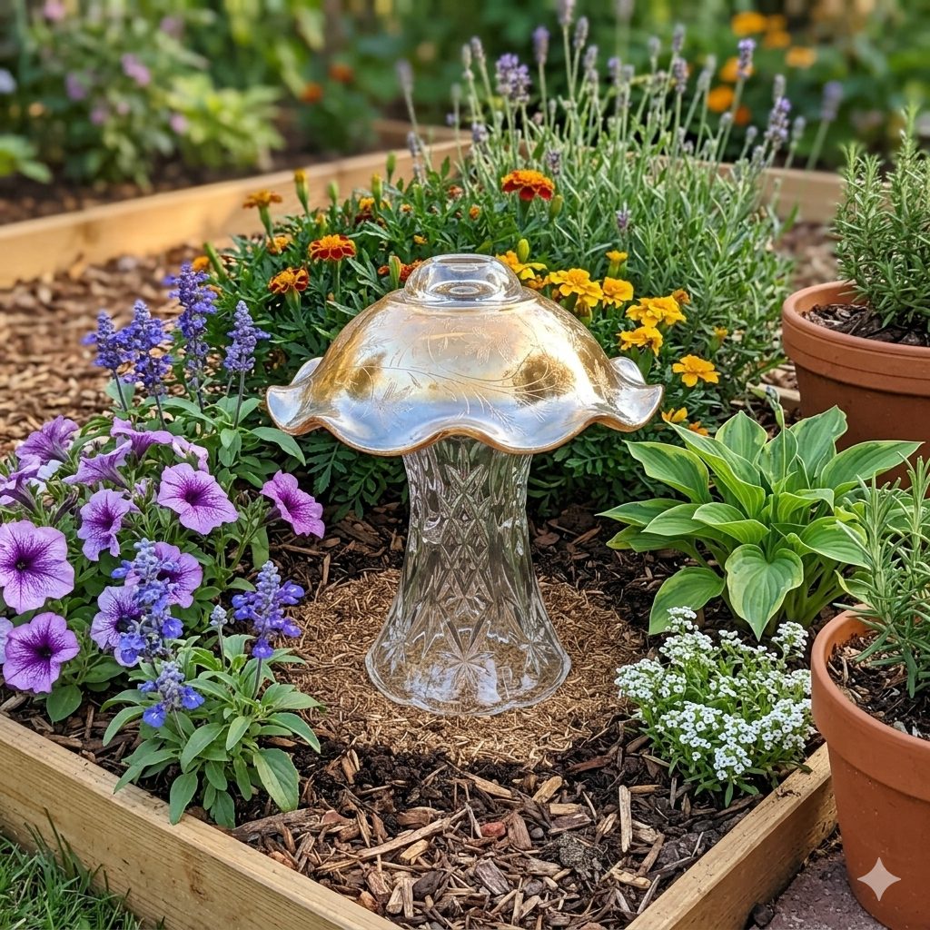 Gold & Crystal Mushroom