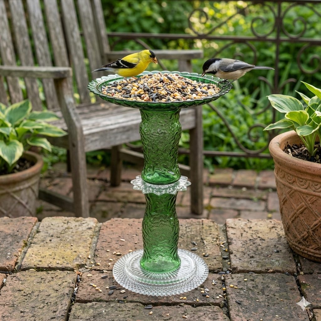 Green Birdbath, Feeder, or Side Table