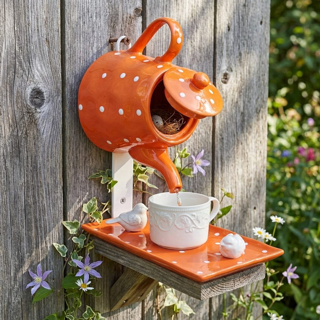 Orange Dot Bird House